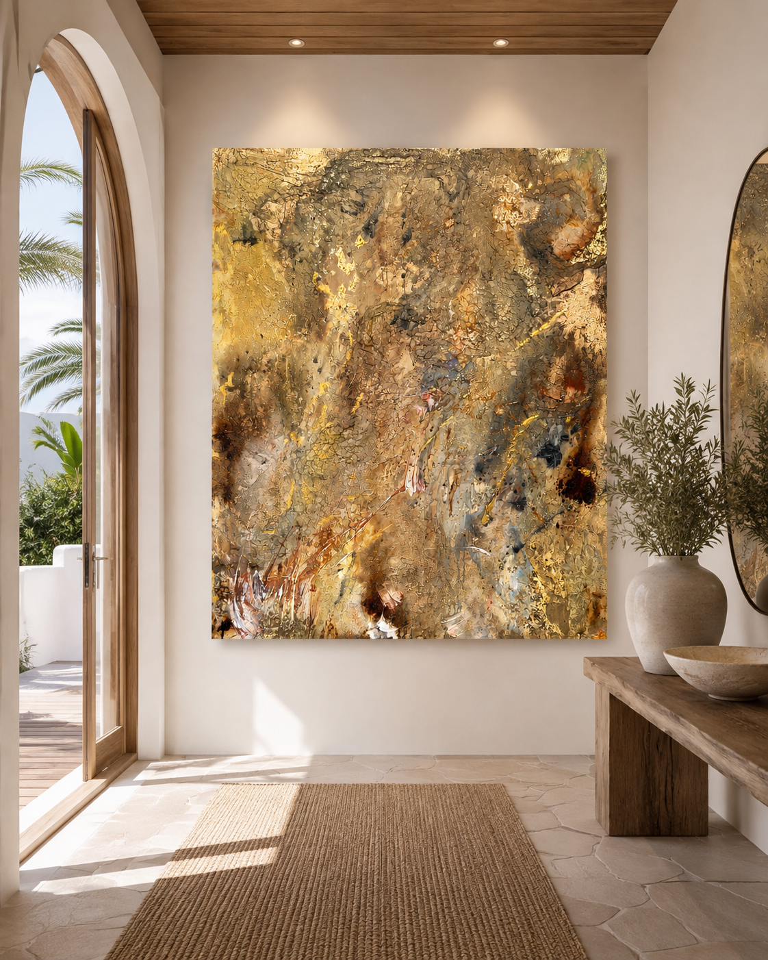 Where Light Meets Land styled in a light luxury coastal entry