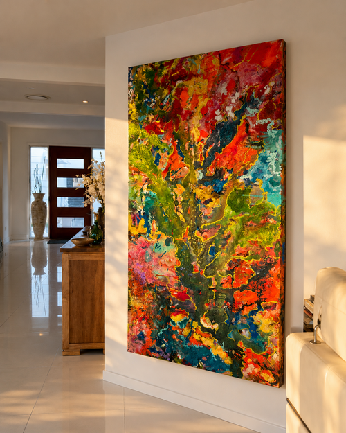 Dancing in Madrid sold original abstract artwork by Georgia Stevens styled in an interior