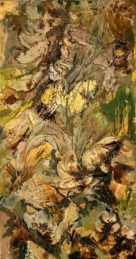 French Vanilla & Birds of Paradise original textured abstract painting by Georgia Stevens