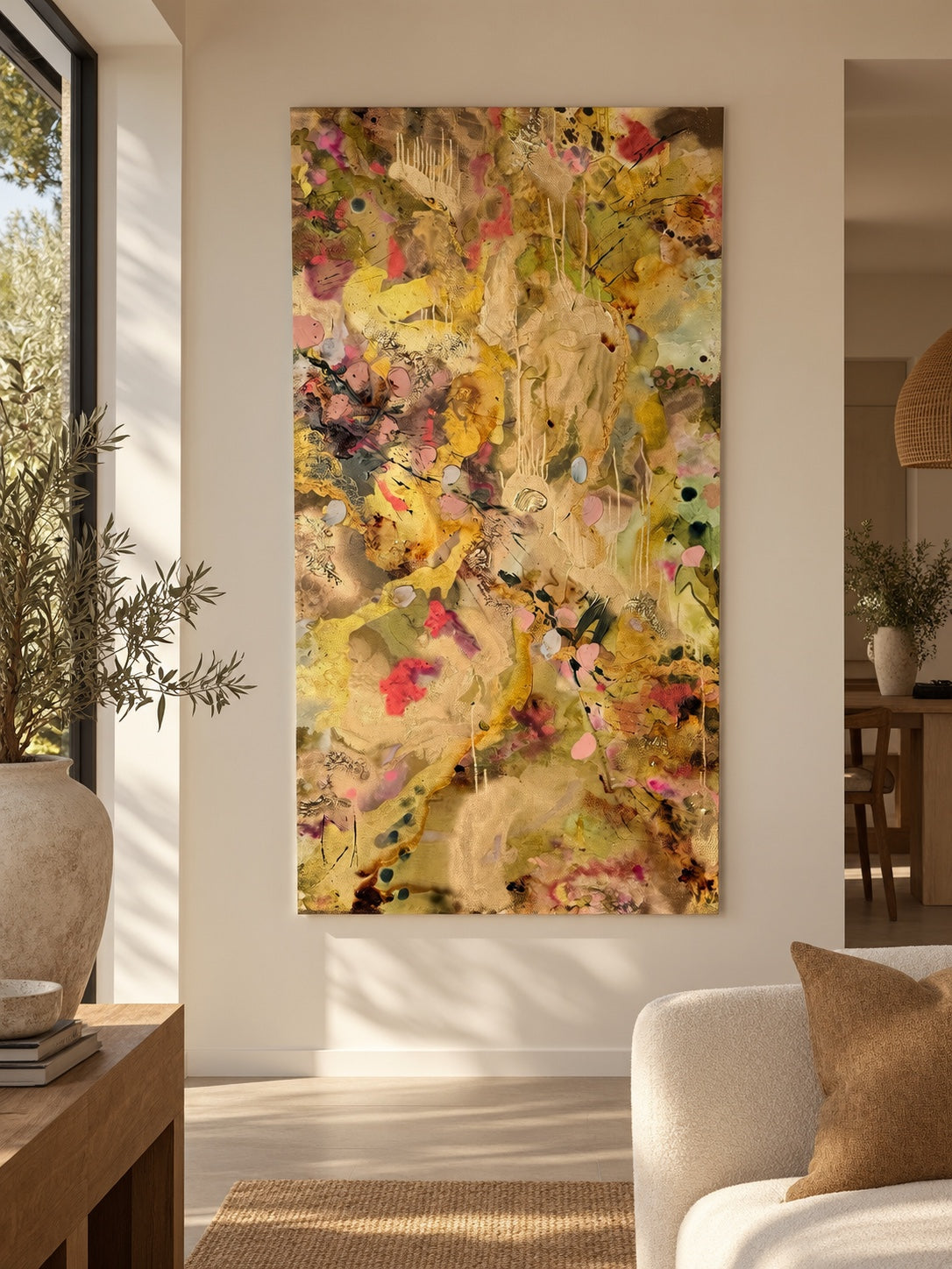 Return of Spring Large original artwork by Georgia Stevens styled in a warm interior