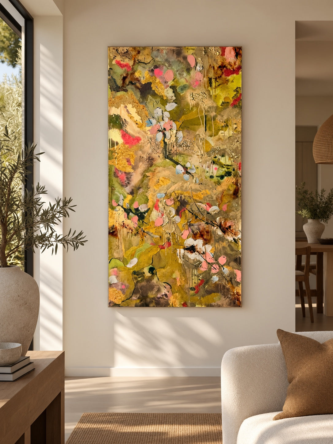 Return of Spring small original artwork by Georgia Stevens styled in a warm interior