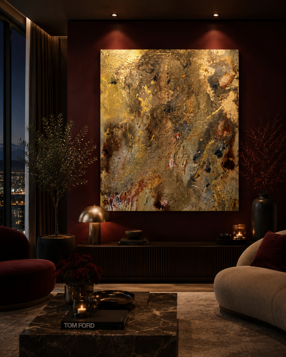 Where Light Meets Land styled in a luxury interior at night